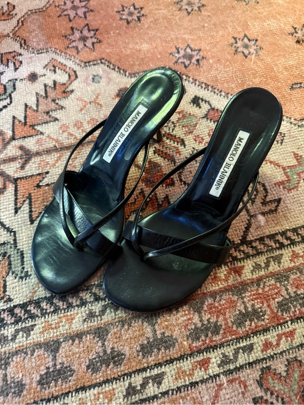 Manolo Blahnik Leather Heel Sandals - Size 39 - Picture 2 of 5